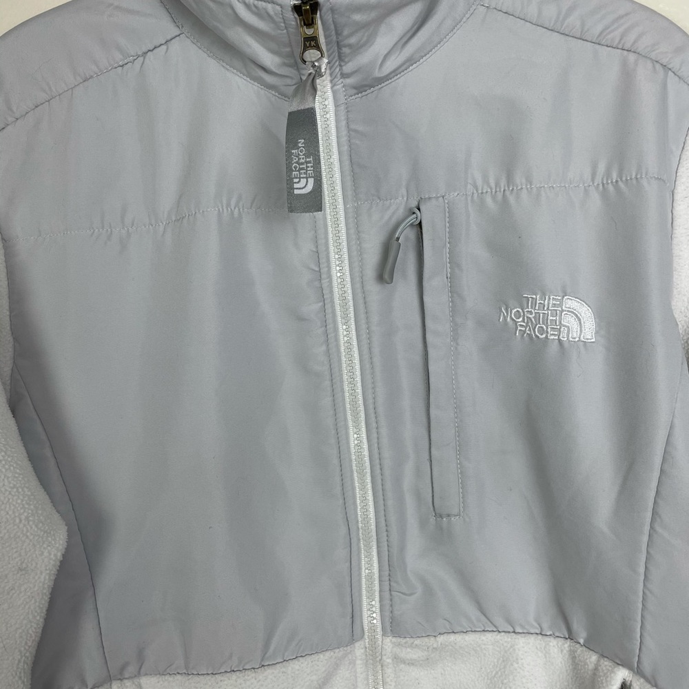 The North Face Size Large Denali White Grey Long Sleeve Zip Up Jacket - Picture 6 of 11